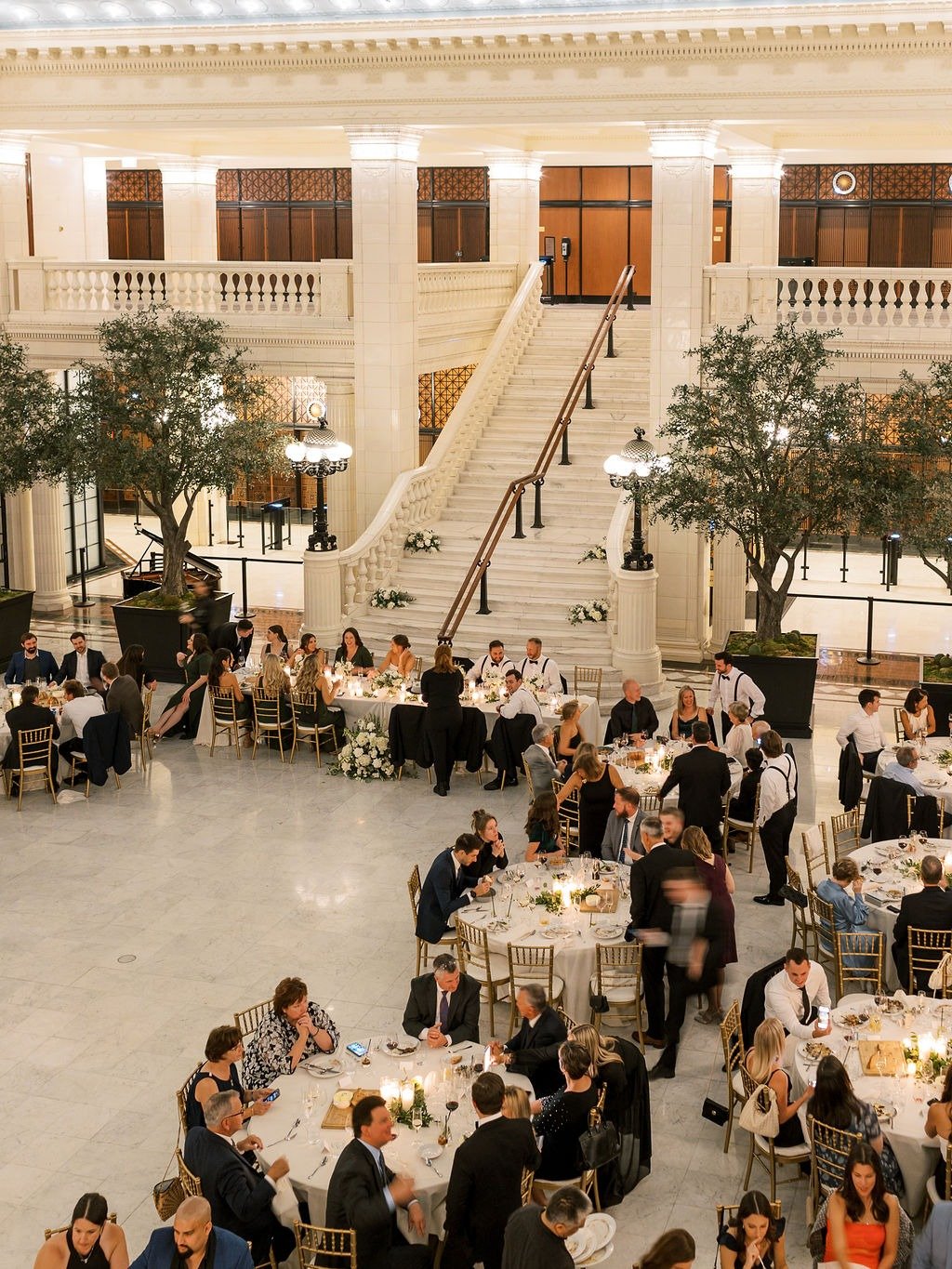 Guests seated at a formal reception inside one of the best wedding places in Chicago
