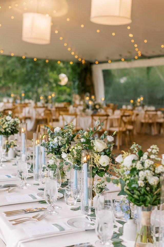 Close-up of reception table decor at a wedding reception venue in Chicago